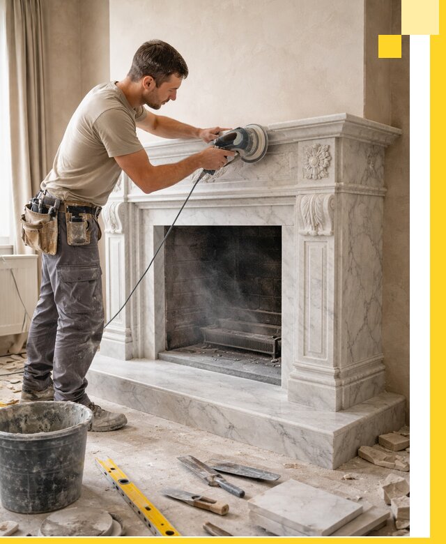 Изготовление и установка мраморных каминов в Луге под ключ