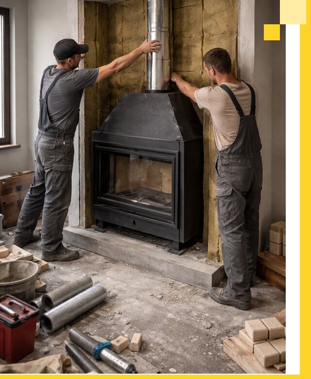 Изготовление и монтаж закрытых каминов в Луге под ключ