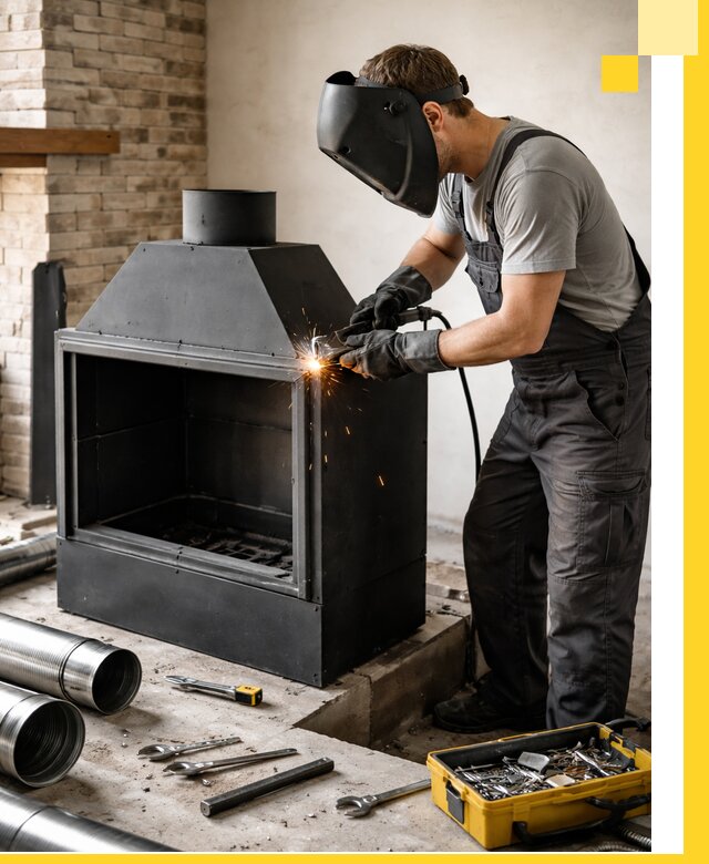 Продажа и установка металлических каминов в Луге под ключ