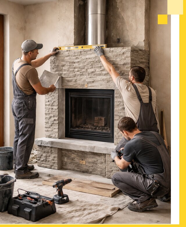 Профессиональный монтаж каминов под ключ в Луге для дома