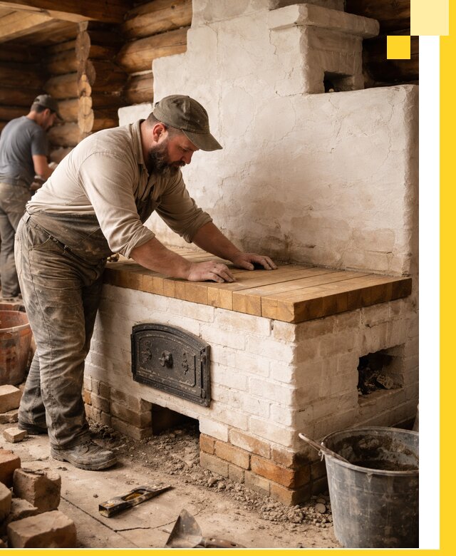 Проектирование и установка русской печи с лежанкой в Луге