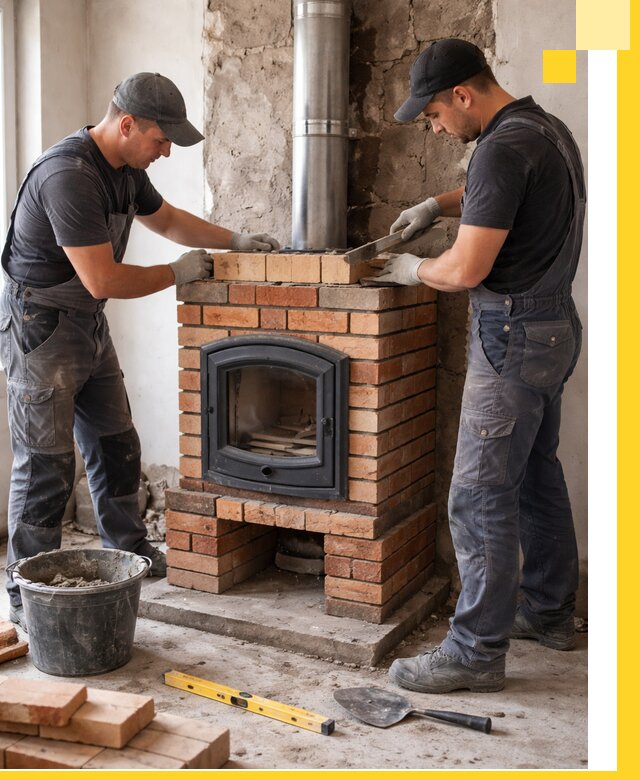 Монтаж печи камина под ключ в Луге с гарантией и пусконаладкой