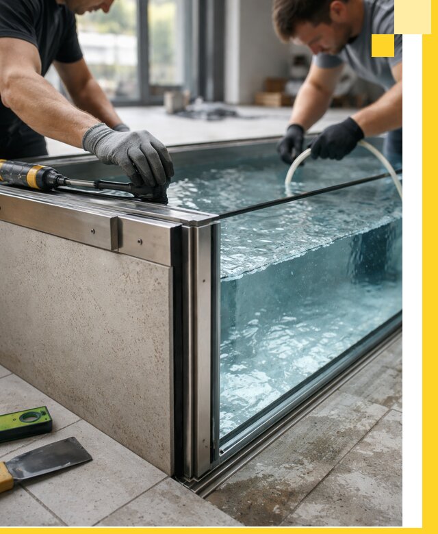 Проектирование и монтаж стеклянных бассейнов в Луге