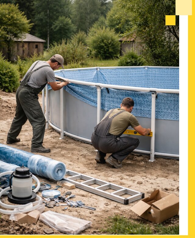 Установка и монтаж каркасных бассейнов в Луге под ключ