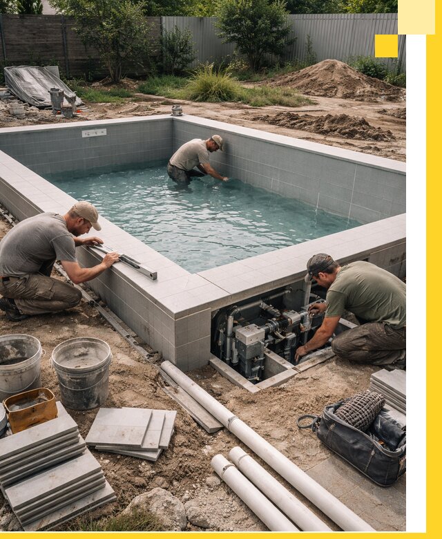 Строительство и монтаж бассейнов для дачи под ключ в Луге