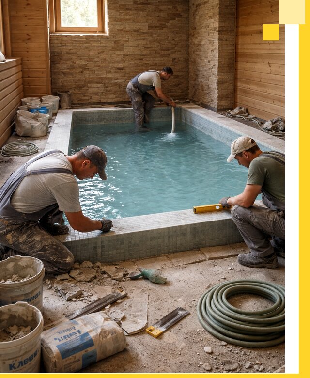 Проектирование и строительство бассейнов для бани в Луге