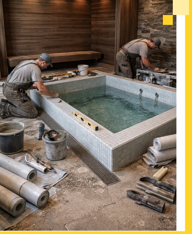 Установка и строительство бассейнов для сауны в Луге