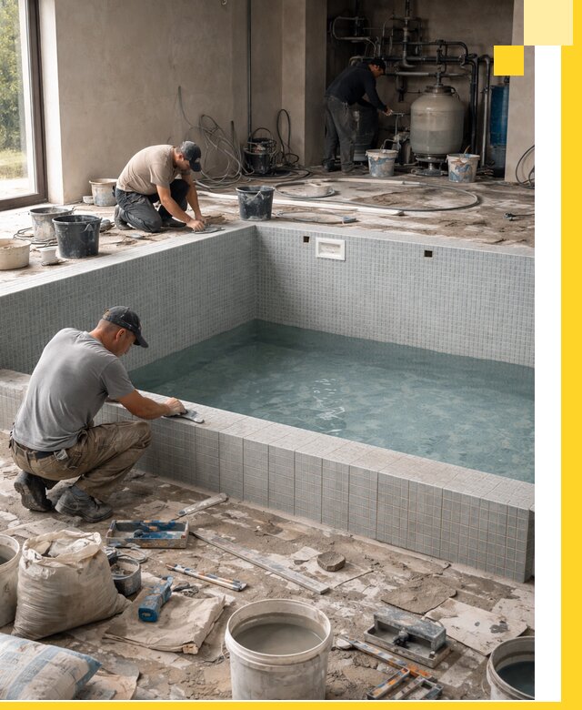 Строительство и монтаж бассейнов в помещении в Луге