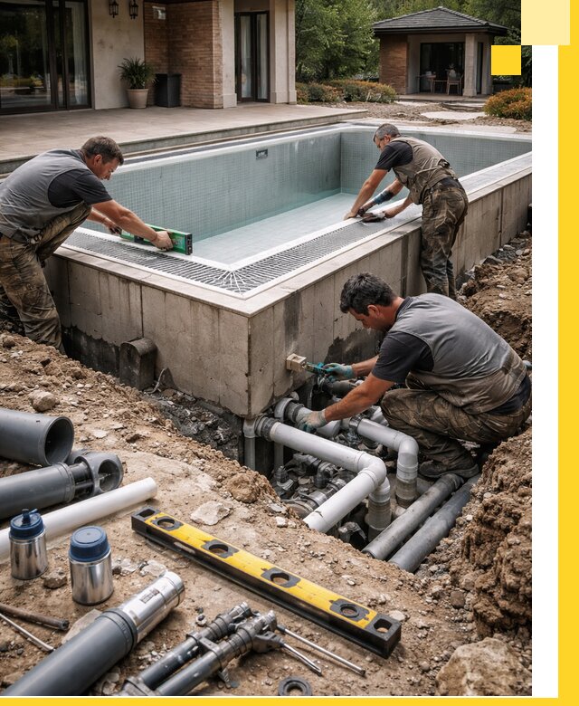 Строительство переливных бассейнов в Луге под ключ