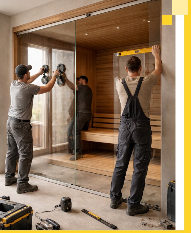 Производство и монтаж стеклянных саун под ключ в Луге