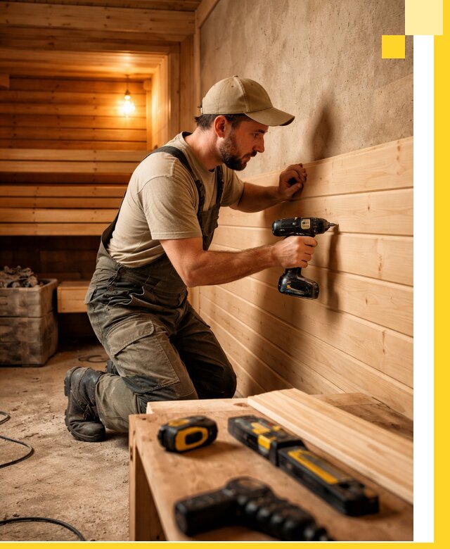 Профессиональная внутренняя отделка бани в Луге под ключ