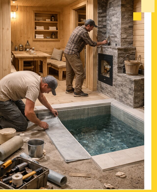 Строительство бань с комнатой отдыха под ключ в Луге