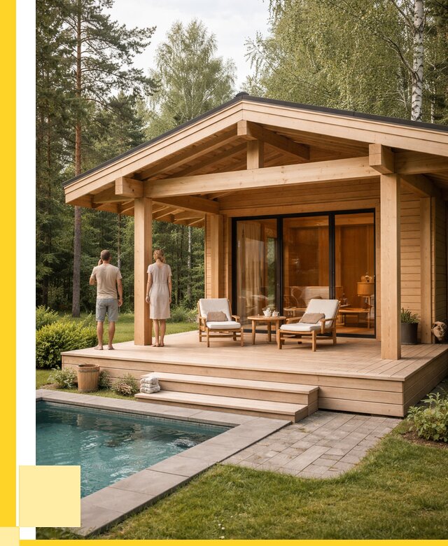 Бани с террасой под ключ в Луге от 618600 р. | ЭриданЛга