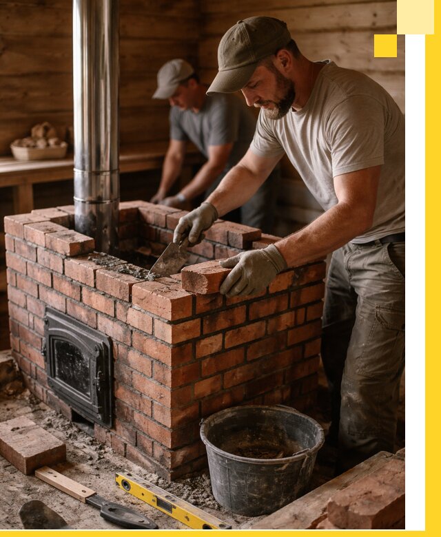 Кирпичные печи для бани под ключ в Луге, проект и монтаж