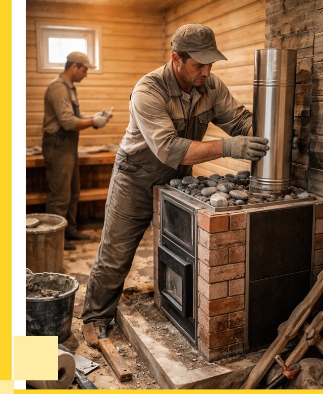 Монтаж печи в бане под ключ в Луге от 20620 р. | ЭриданЛга