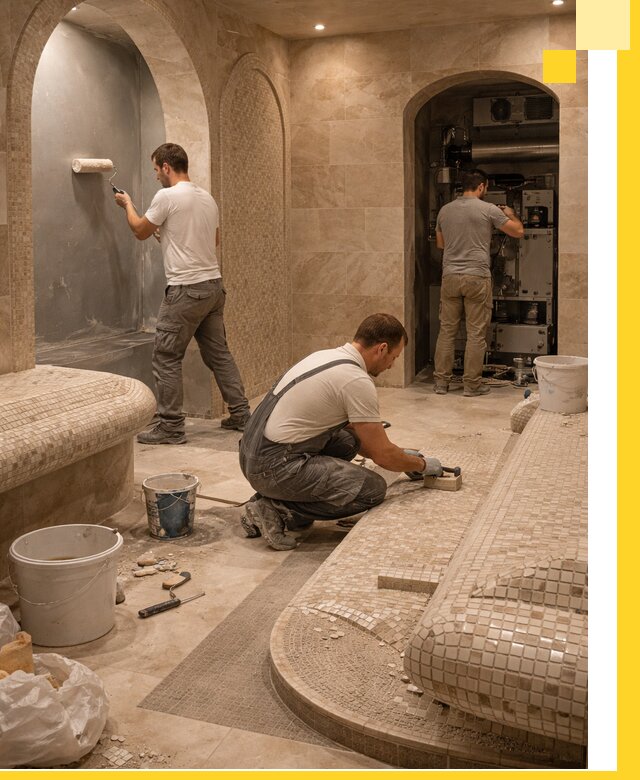 Строительство бани с хамамом и бассейном под ключ в Луге