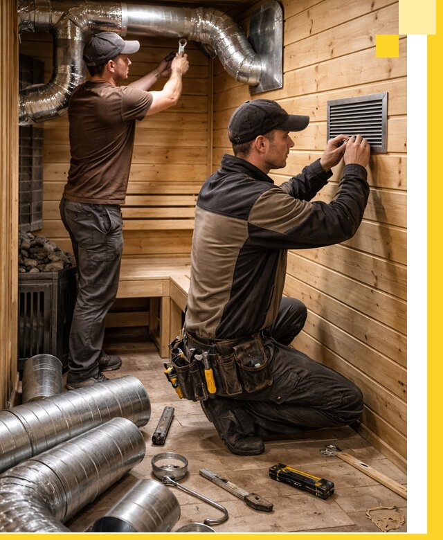 Проектирование и монтаж вентиляции бани в Луге под ключ