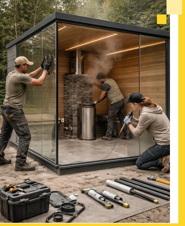 Проектирование и строительство стеклянных бань в Луге