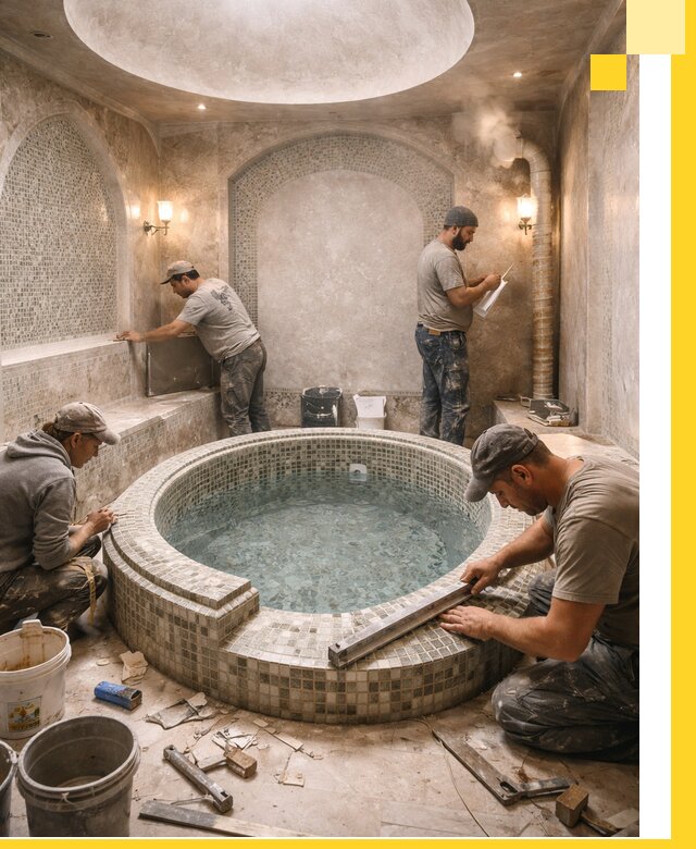 Профессиональное строительство хамама с бассейном в Луге под ключ