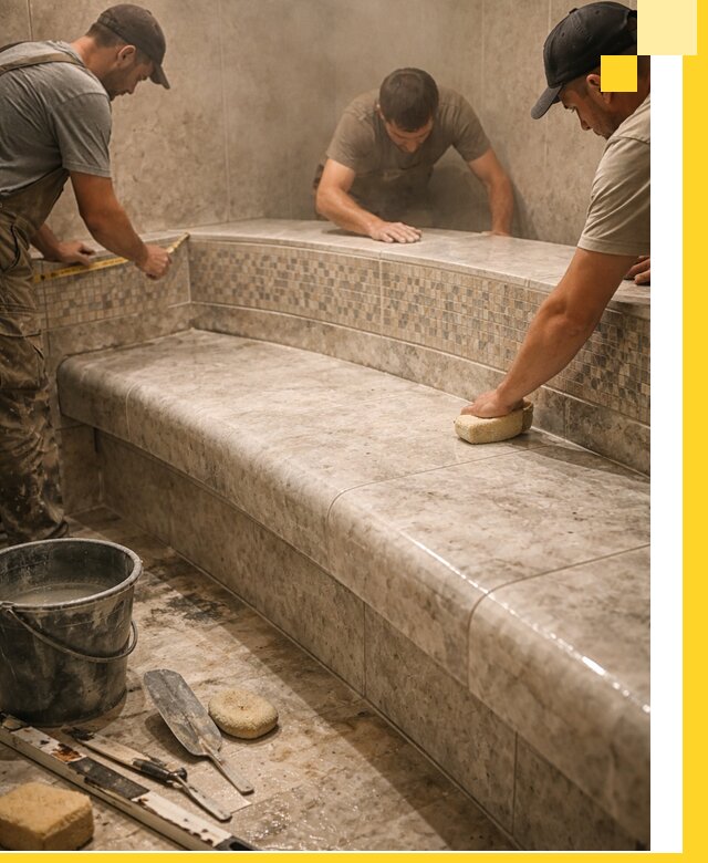 Изготовление и установка сидений для хамама в Луге