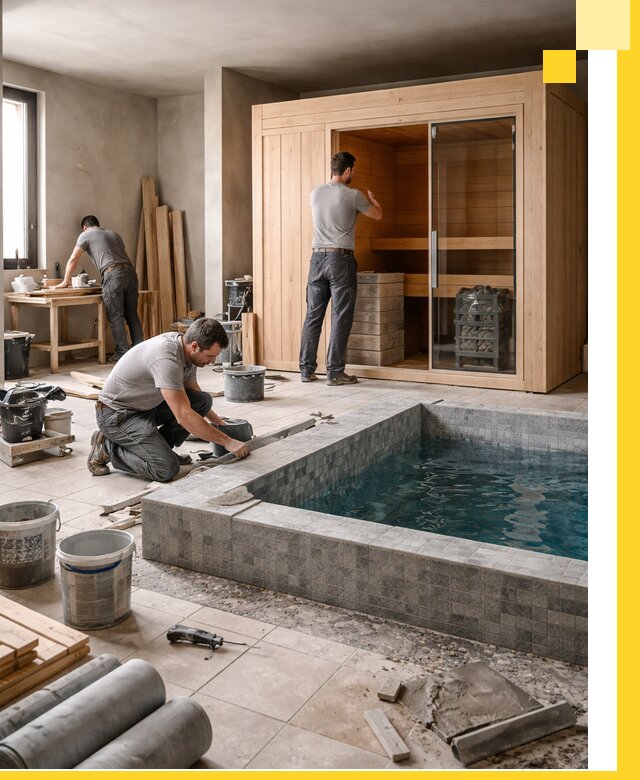 SPA зоны под ключ с бассейном сауной и печью в Луге